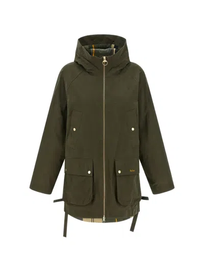 Barbour Middlemarch Hooded Raincoat Drawstring Waist In Multi