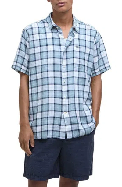 BARBOUR BARBOUR MIDFIELD PLAID SHORT SLEEVE LYOCELL & LINEN BUTTON-UP SHIRT