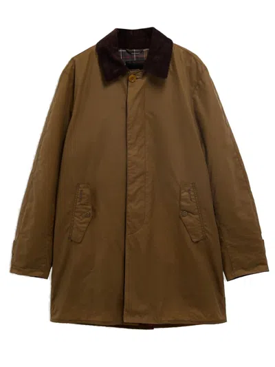 Barbour Mid-length Cotton Corduroy Trench Coat In Brown
