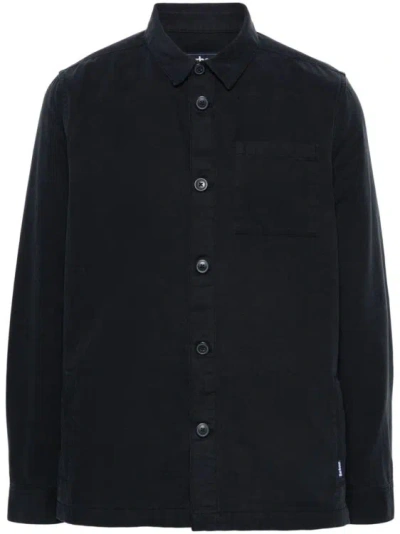 Barbour Midnight Blue Cotton Shirt In Black