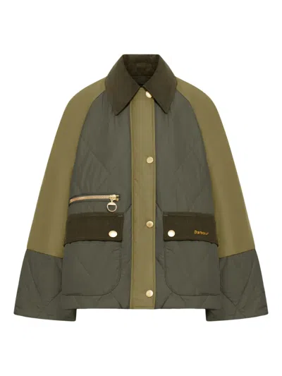 Barbour Milby Quilted Colour-block Jacket In Green