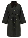 Barbour Belted Tartan-cuff Coat In Green