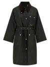 Barbour Belted Tartan-cuff Coat In Green
