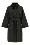 Barbour Belted Tartan-cuff Coat In Green