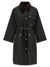 Barbour Belted Tartan-cuff Coat In Green