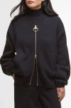 Barbour Milda Oversize Cotton & Wool Bomber Cardigan In Black