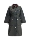 Barbour Belted Tartan-cuff Coat In Blue