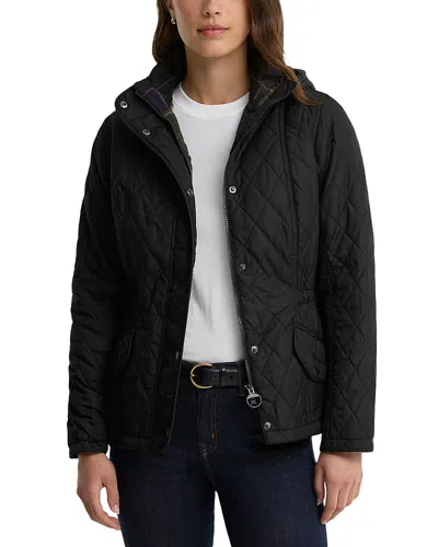 Barbour Millfire Hooded Quilted Coat In Black