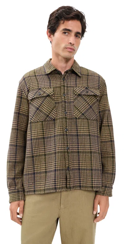 Barbour Millom Relaxed Houndstooth Shirt Olive In Green