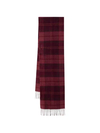Barbour Mineral Tartan-check Fringed Scarf In Red