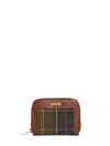 Barbour Tartan-panel Leather Wallet In Green