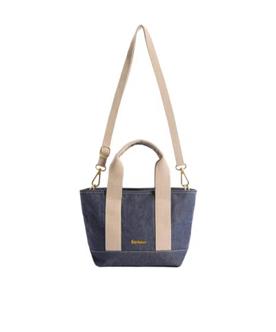 Barbour Mini Mya Tartan-detail Denim Tote Bag In Multi