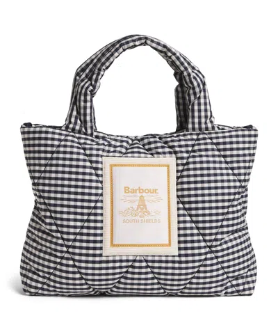 Barbour Mini Quilted Gingham Tote Bag In Multi