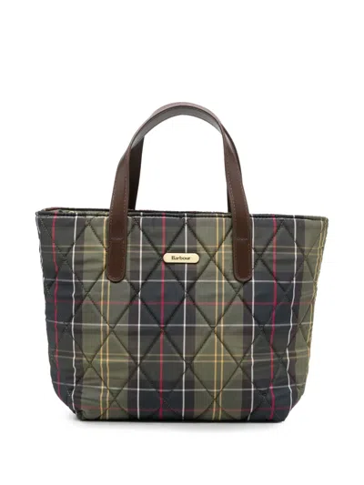 Barbour Mini Quilted Tartan-pattern Tote Bag In White