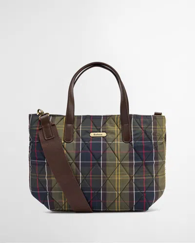 Barbour Mini Quilted Tote Handbag In Classic Tartan