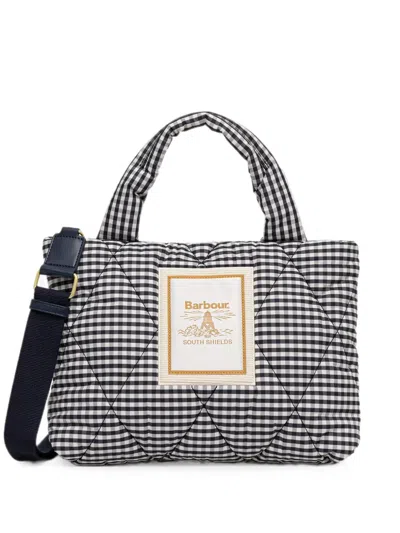 Barbour Riah Gingham-check Quilted Tote Bag In Pink