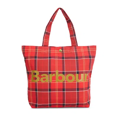 Barbour Mini Telfield Tartan Tote In Brown