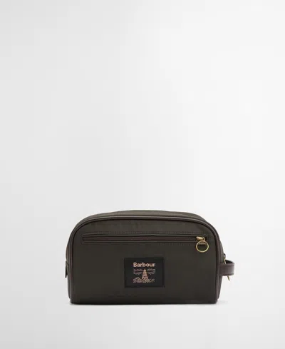 Barbour Mini Wax Washbag In Brown