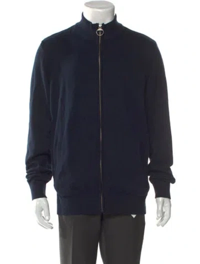 Pre-owned Barbour Mock Neck Long Sleeve Cardigan In Blue