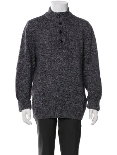 Pre-owned Barbour Mock Neck Long Sleeve Polo Sweater In Blue