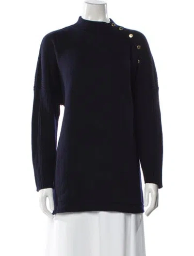 Pre-owned Barbour Mock Neck Sweater In Blue