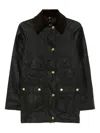 Barbour Modern Beadnell Corduroy-collar Waxed-cotton Coat In Black