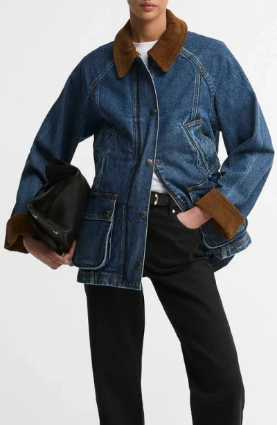 Barbour Modern Beadnell Denim Jacket In Mid Blue Denim/classic