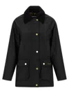 Barbour Waxed Cotton Jacket Corduroy Collar In Black