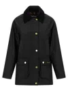 Barbour Waxed Cotton Jacket Corduroy Collar In Black