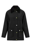 Barbour Waxed Cotton Casual Jacket With Corduroy Collar In Black