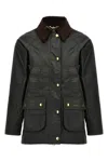 Barbour Waxed Cotton Casual Jacket With Corduroy Collar In Green
