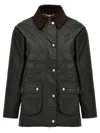 Barbour Waxed Cotton Casual Jacket With Corduroy Collar In Green