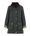 Barbour Bottle Green Cotton Beadnell Wax Jacket In Blue