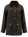 Barbour Waxed Cotton Casual Jacket With Corduroy Collar In Black