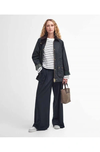 Barbour Modern Beadnell Wax Jacket In Sage Ancient In Blue