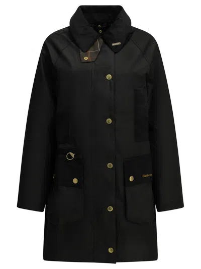 Barbour Beaufort Waxed Cotton Coat In Black