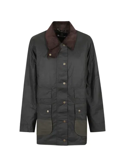 Barbour Modern Border Corduroy-collar Waxed Coat In Brown