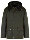 Barbour Mens Olive Ashby Corduroy-trimmed Waxed Cotton Jacket Xxl In Green
