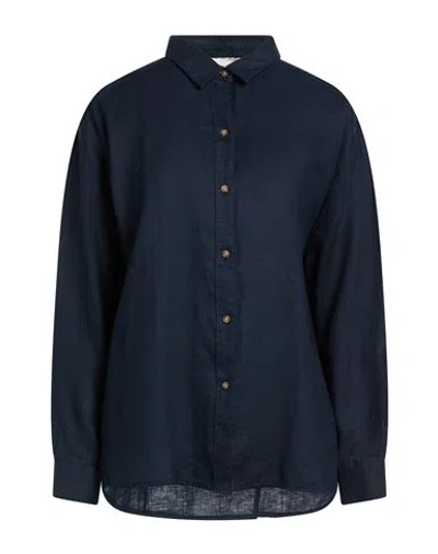 Barbour Modern Heritage Woman Shirt Navy Size 10 Linen In Blue