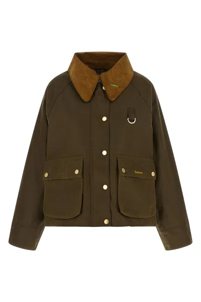Barbour Modern Spey Jacket Corduroy Collar Pockets In Brown