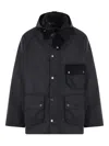 Barbour Modified Solway Waxed Coat In Black