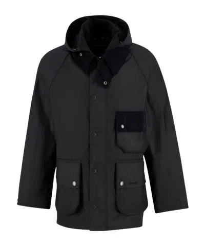 Barbour Modified Solway Waxed Jacket In Black