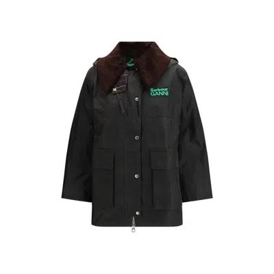 Barbour Multicolor Cotton Coat In Black