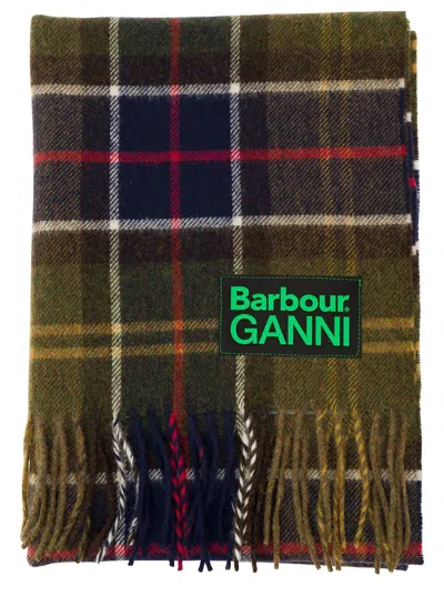 BARBOUR MULTICOLOR SCARF WITH CHECK MOTIF AND DOUBLE LOGO IN WOOL WOMAN