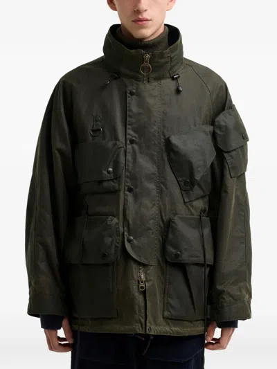 Barbour Multi-pocket Hooded Jacket In Brown