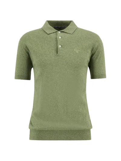 Barbour Muston Linen-blend Knitted Polo Shirt In Green