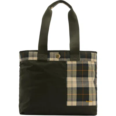 Barbour Mya Patchwork Cotton Tote In Green