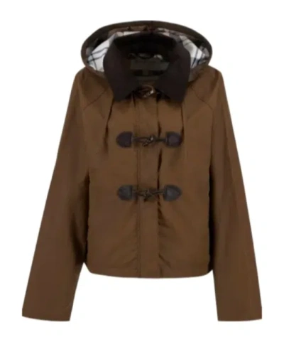 Barbour Myra Waxed Duffle Coat In Brown