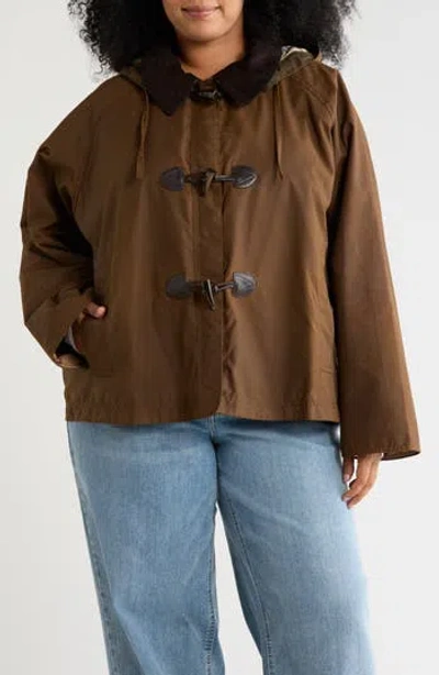 Barbour Myra Waxed Toggle Jacket In Bark/hessian Tartan
