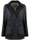 Barbour Beadnell Cotton Wax Long Sleeve Jacket In Navy Blue